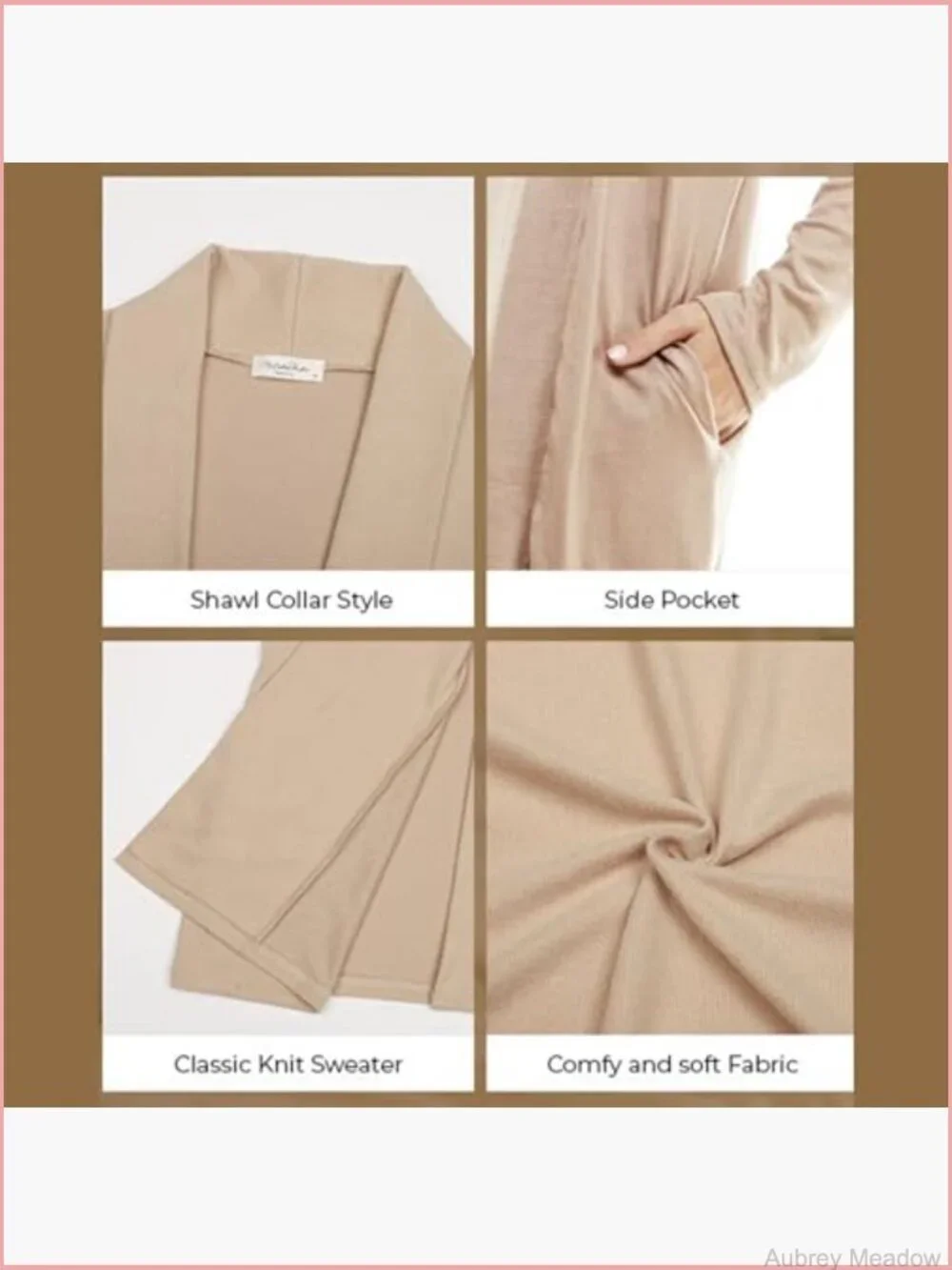 Women's Long Open Front Cardigan with Pockets Lightweight Knit Duster